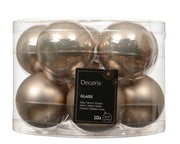kerstballen glas shiny/mat mix smokey parel d.6cm koker a 10 stuks