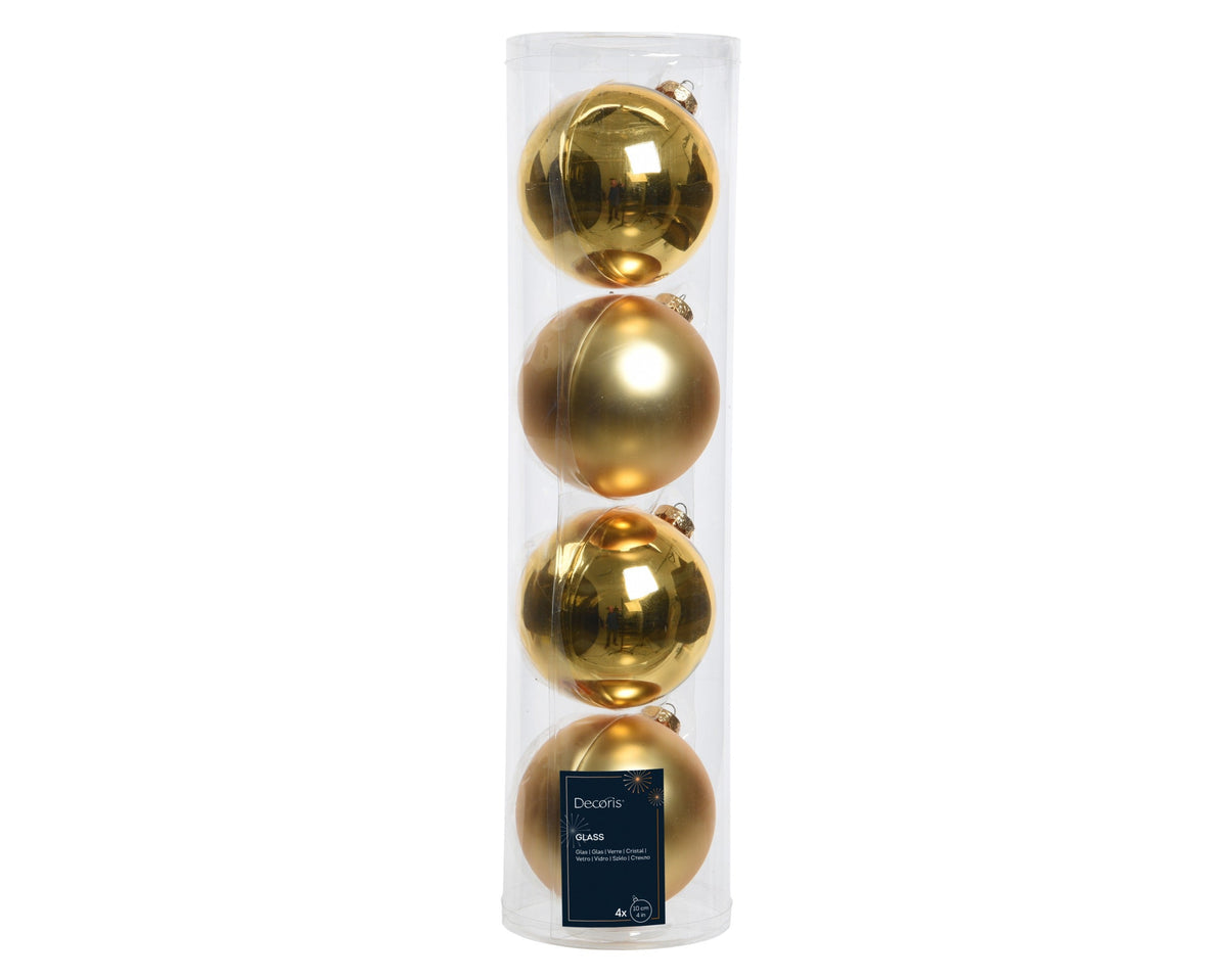 kerstballen glas shiny,matt mix licht goud d.10cm