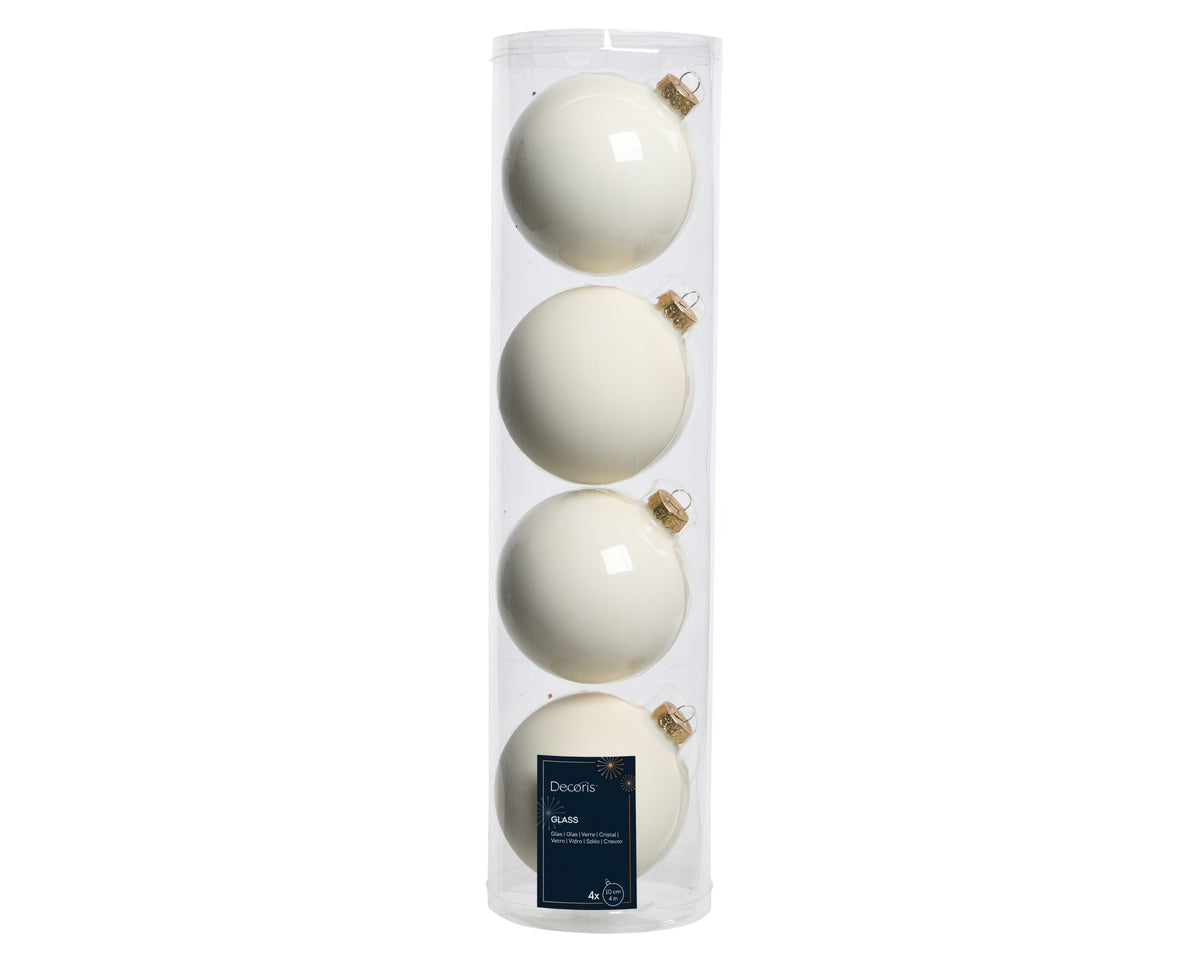 kerstballen glas enamel,matt mix wolwit d.10cm