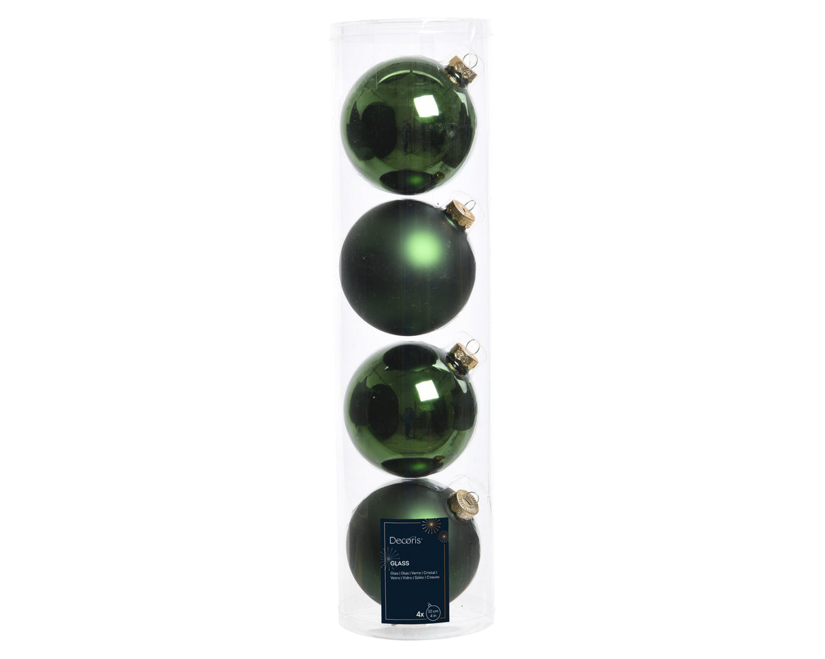 kerstballen glas shiny,matt mix dennengroen d.10cm