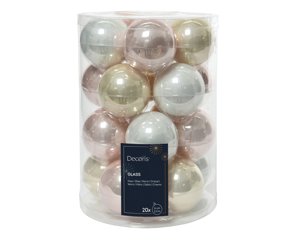 kerstballen glas enamel mix zacht roze/kleur(en) d.6cm