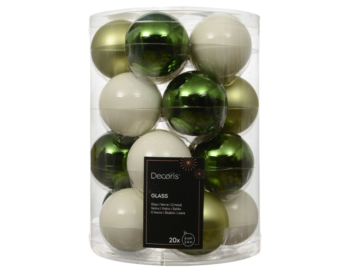 kerstballen glas shiny/enamel - matt mix groen/kleur(en) d.6cm