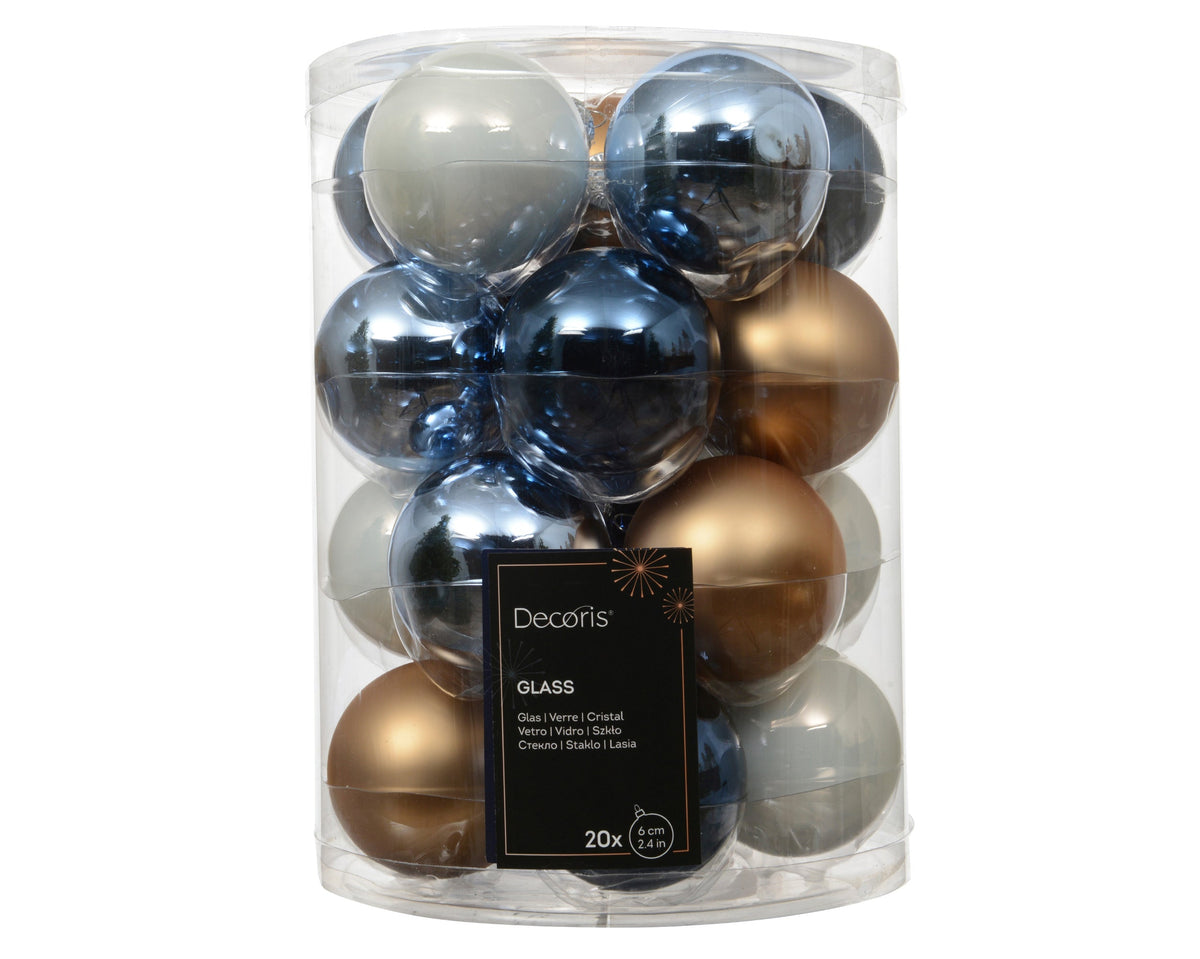 kerstballen glas shiny/enamel - matt mix nachtblauw/kleur(en) d.6cm