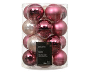 kerstballen glas shiny/enamel - matt mix roze/kleur(en) d.6cm