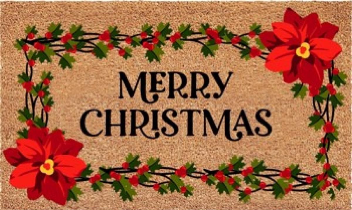 deurmat merry christmas wreath 39x59cm