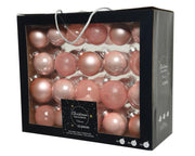 kerstballen glas mix dia7cm 42 stuks poederroze