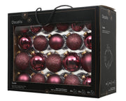 kerstballen glas mix dia7cm 42 stuks donker roze