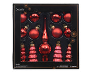 ornament glas shiny - matt mix kerstrood d.3cm