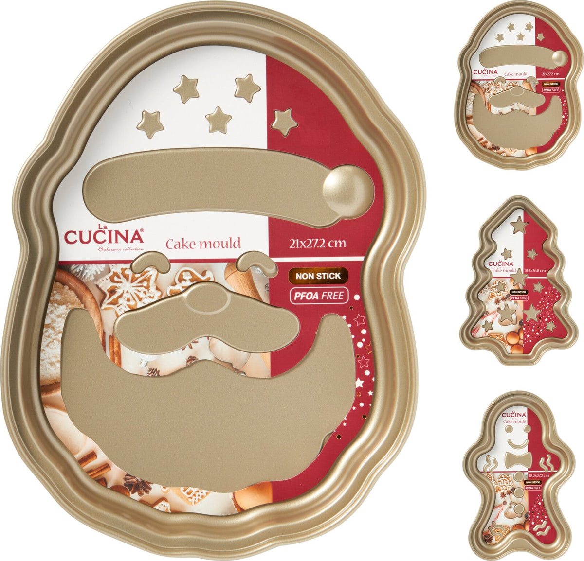 cakevorm non stick 3ass kerst design