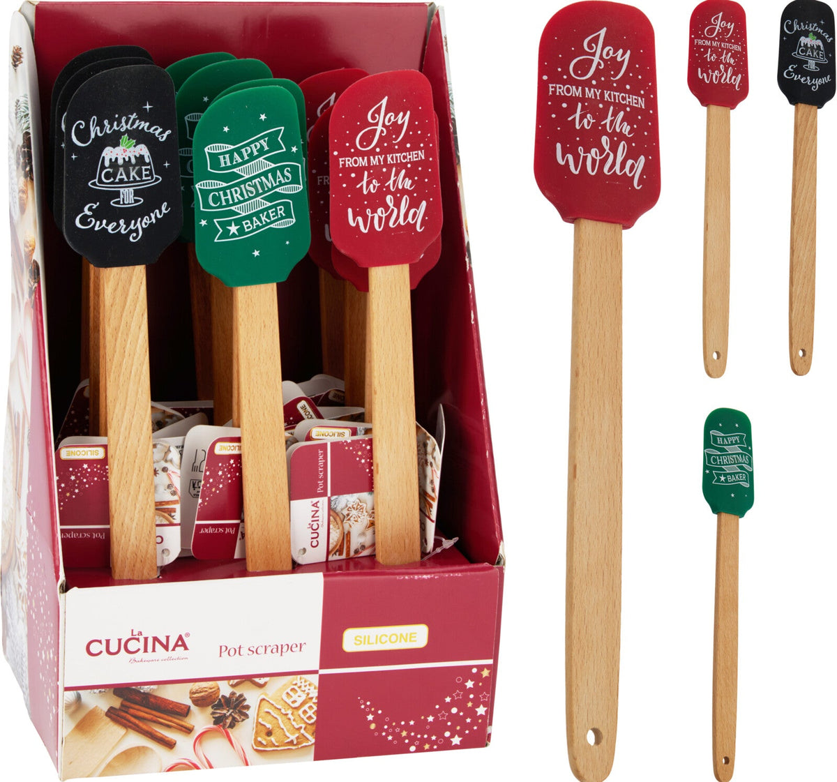 pannenlikker silicone met houten handvat 3ass kl
