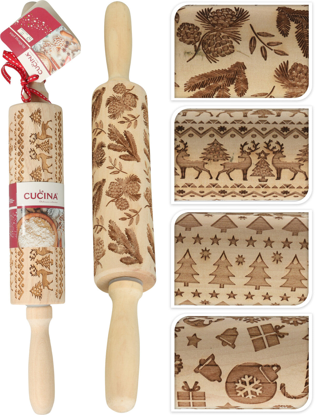 deegroller rubber wood 5x35cm 4ass kerst designs