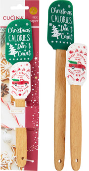 pannenlikker silicone met houten handvat xmas design