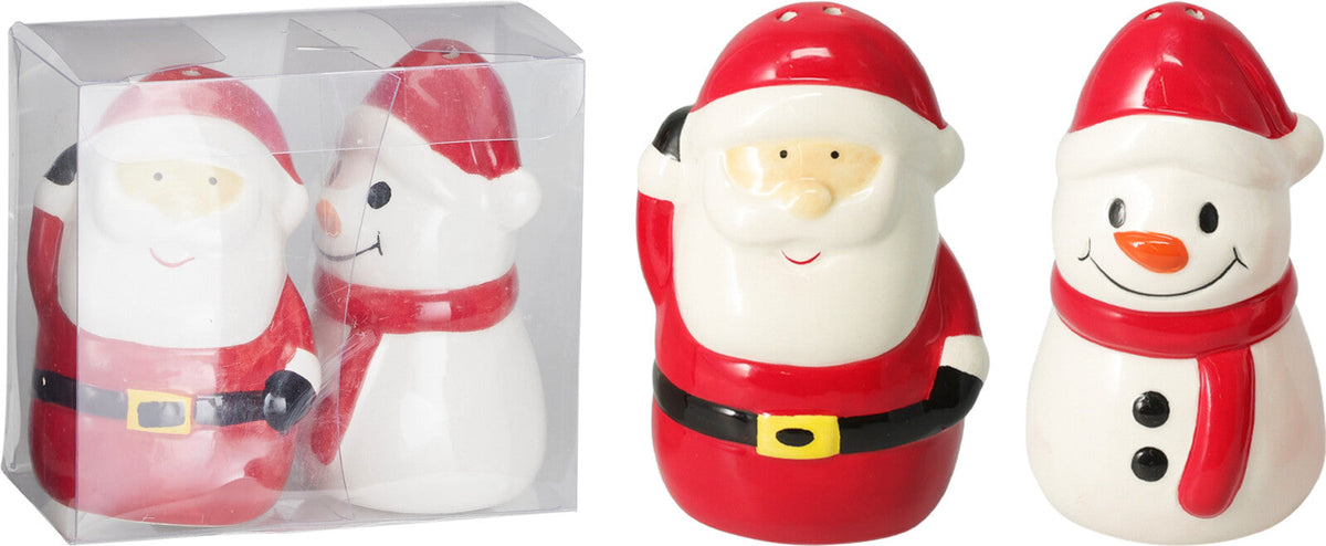 peper en zout strooier dolomite set van 2 kerst design