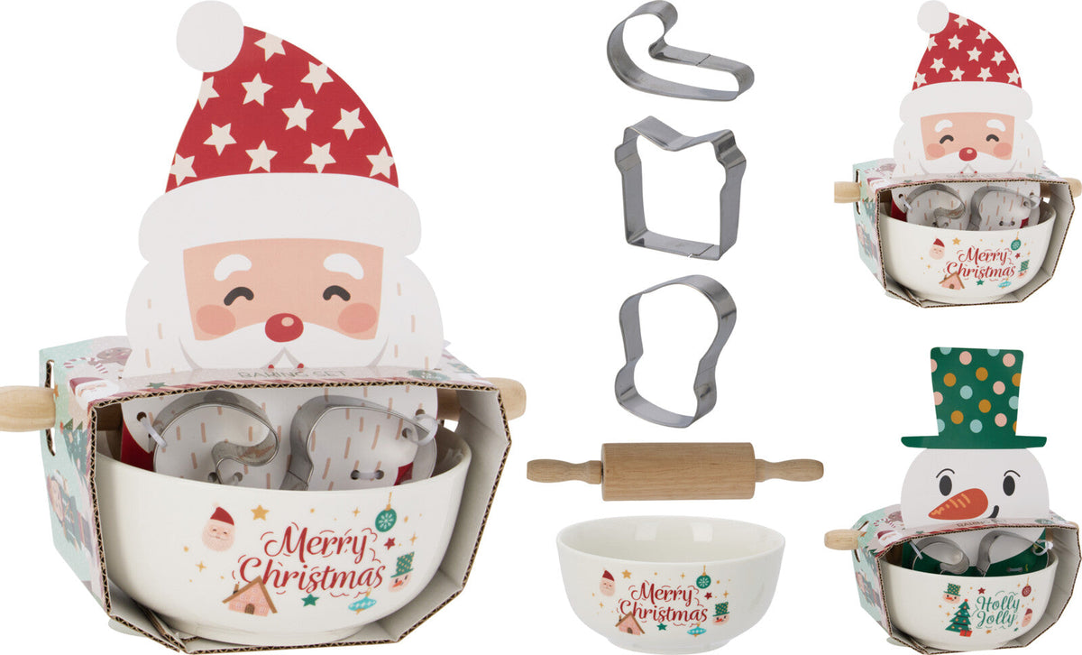 bakset 5sts porselein in 2ass kerst designs
