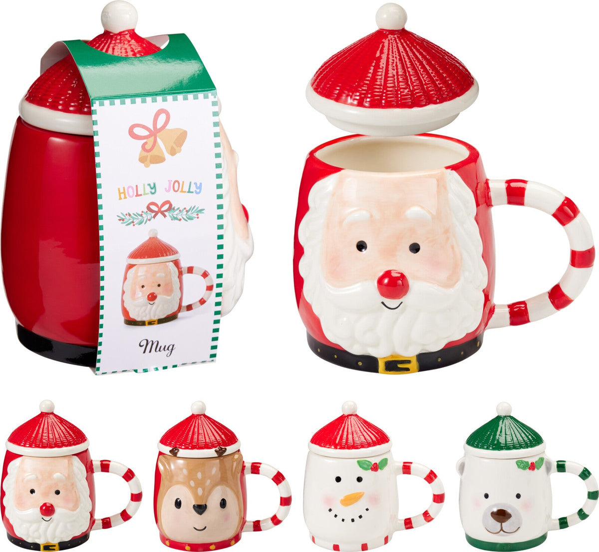 beker kerstfiguur  14x9.3x14cm 370ml 4ass