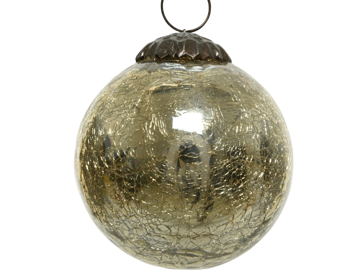 kerstbal glas crackle goud d.7.5cm x h.7.5cm