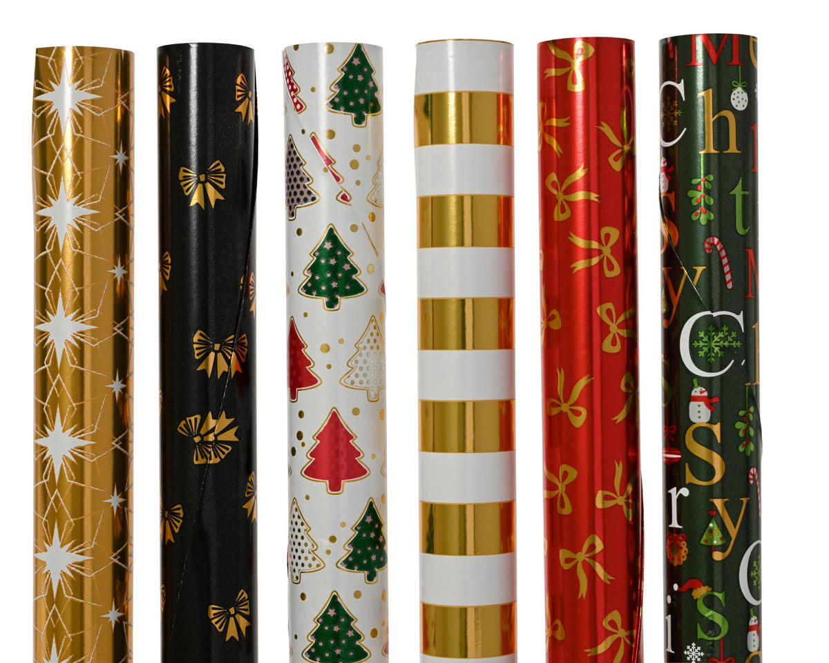 inpakpapier papier metallic 6ass fsc mix 70% assortie l.150cm x w.70cm x h.0.01cm
