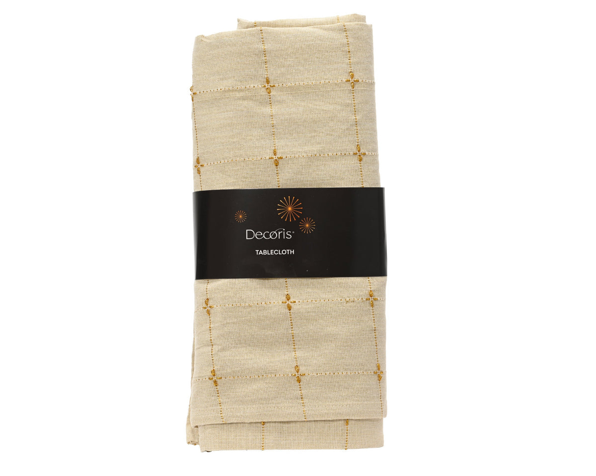 tafelkleed katoen with gold lurex and stitching ecru l.140cm x w.180cm x h.0.3cm