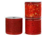 lint polyester glitter stars 3ass rood l.270cm x w.6.3cm x h.0.01cm