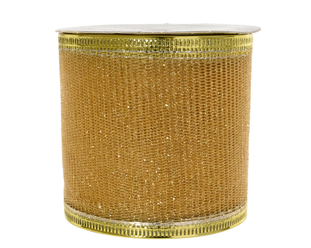 lint polyester glitter stars goud l.270cm x w.6.3cm x h.0.01cm
