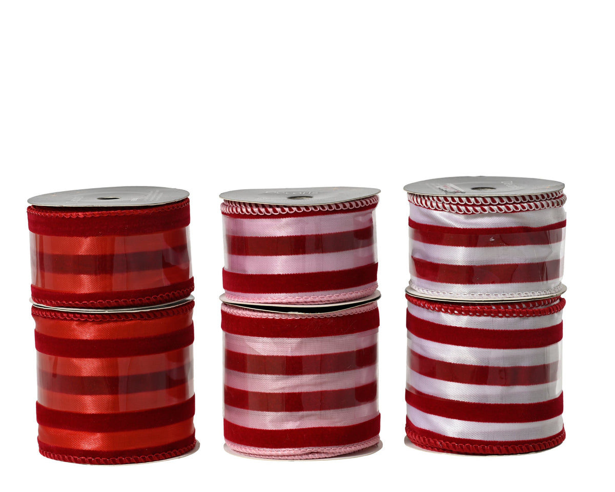 lint polyester velvet stripes 6ass assortie l.200cm x w.6.3cm x h.0.01cm