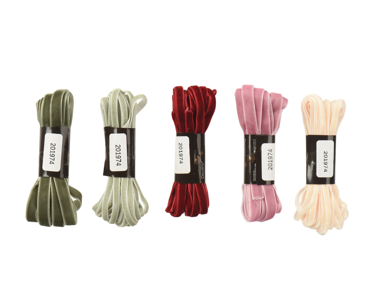 lint polyester fluweel velvet 10ass assortie l.300cm x w.1cm x h.0.01cm
