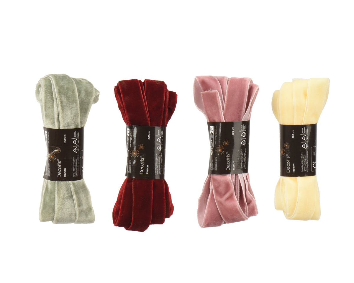lint polyester fluweel velvet 4ass assortie l.300cm x w.1.5cm x h.0.01cm
