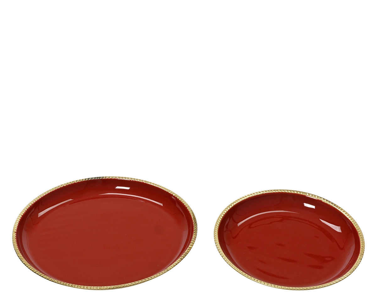 bord aluminium enamel yes kerstrood/goud d.20cm x h.2cm