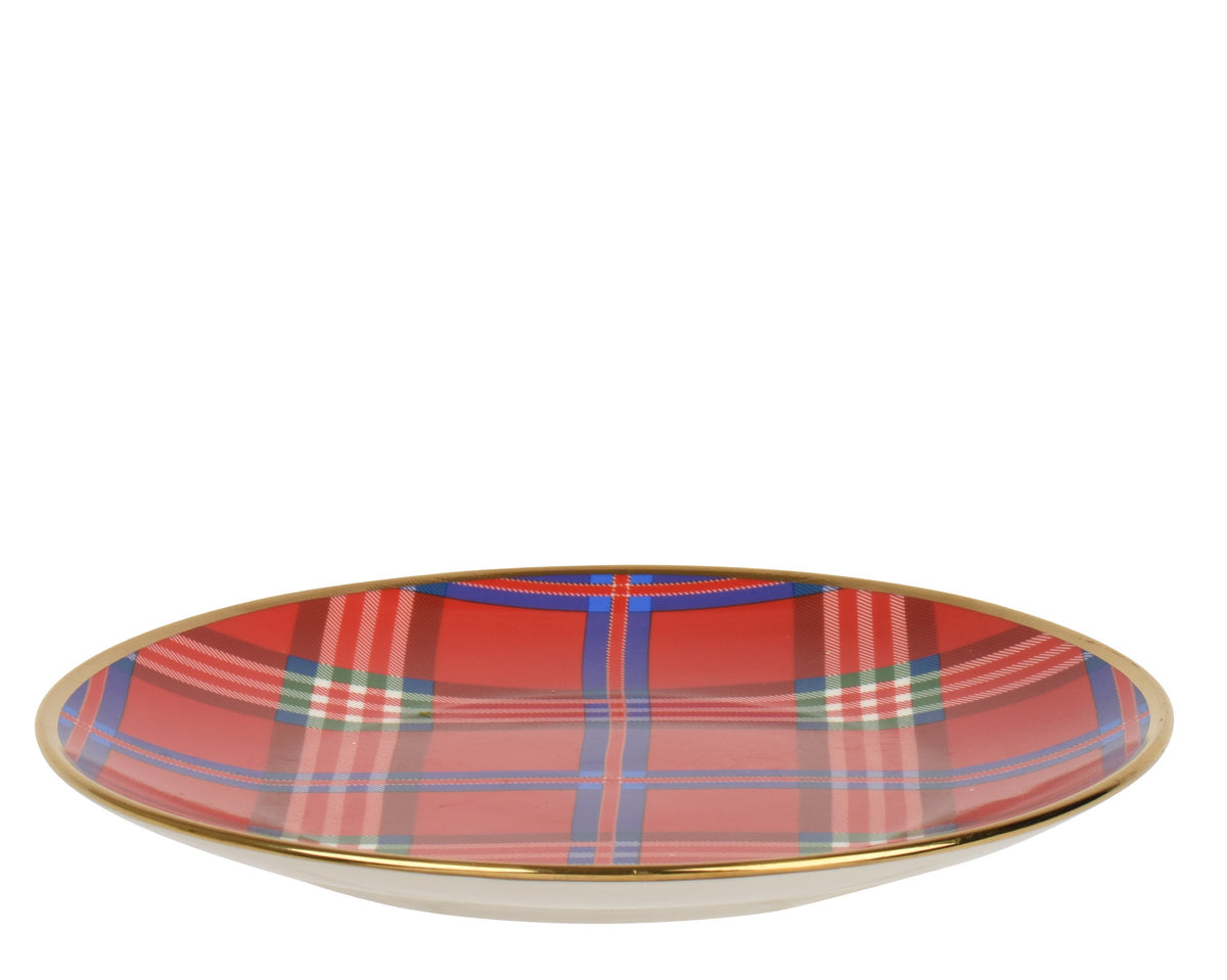 ontbijtbord porselein decal the rim with gold electroplated rood/kleur(en) d.20.5cm x h.2.3cm