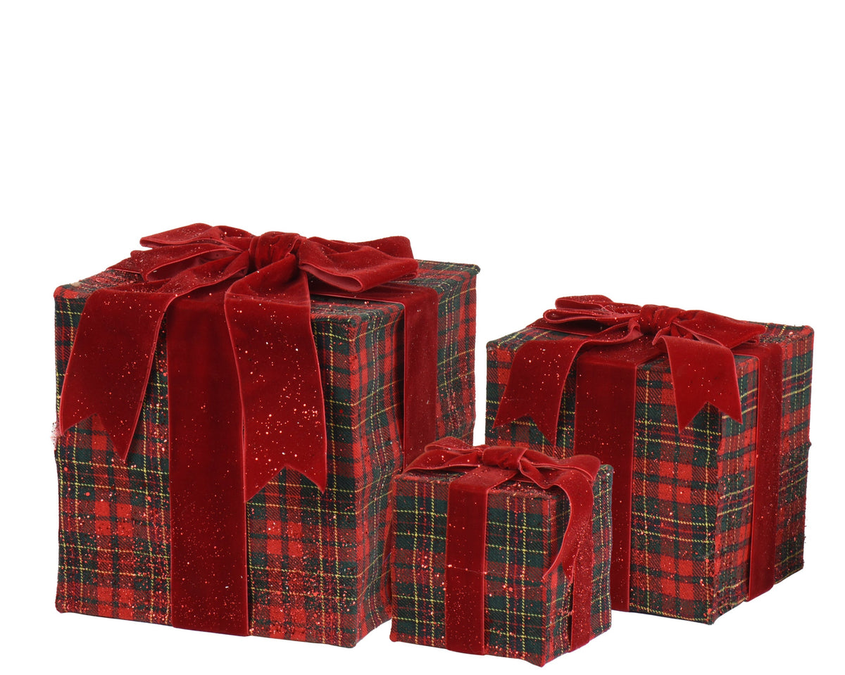 giftbox polyester square polyester velvet bow rood/kleur(en) l.15cm