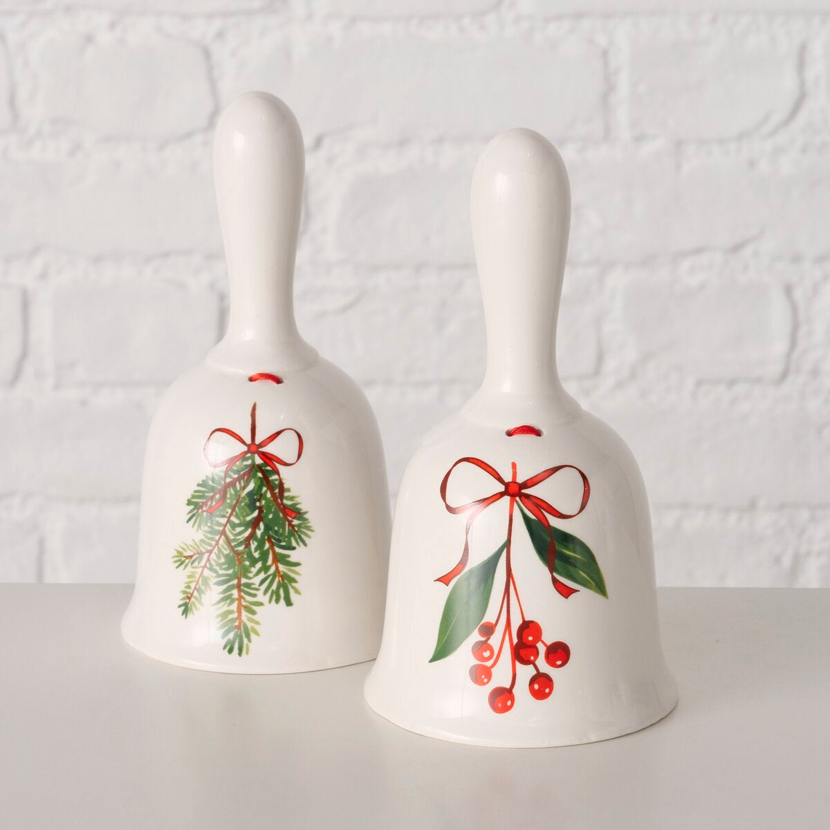 decoratieve standaard noelle, 2 ass., klok, h 17,00 cm, steengoed, motief, effen