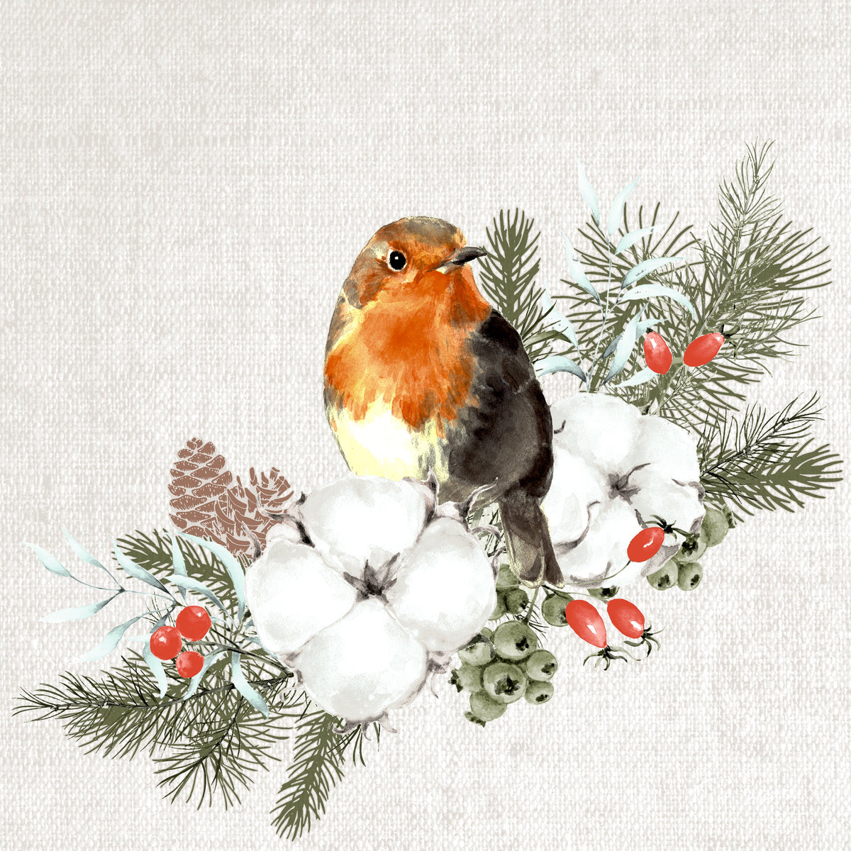 servetten robin forest 3-laags tissue 33 x 33 cm