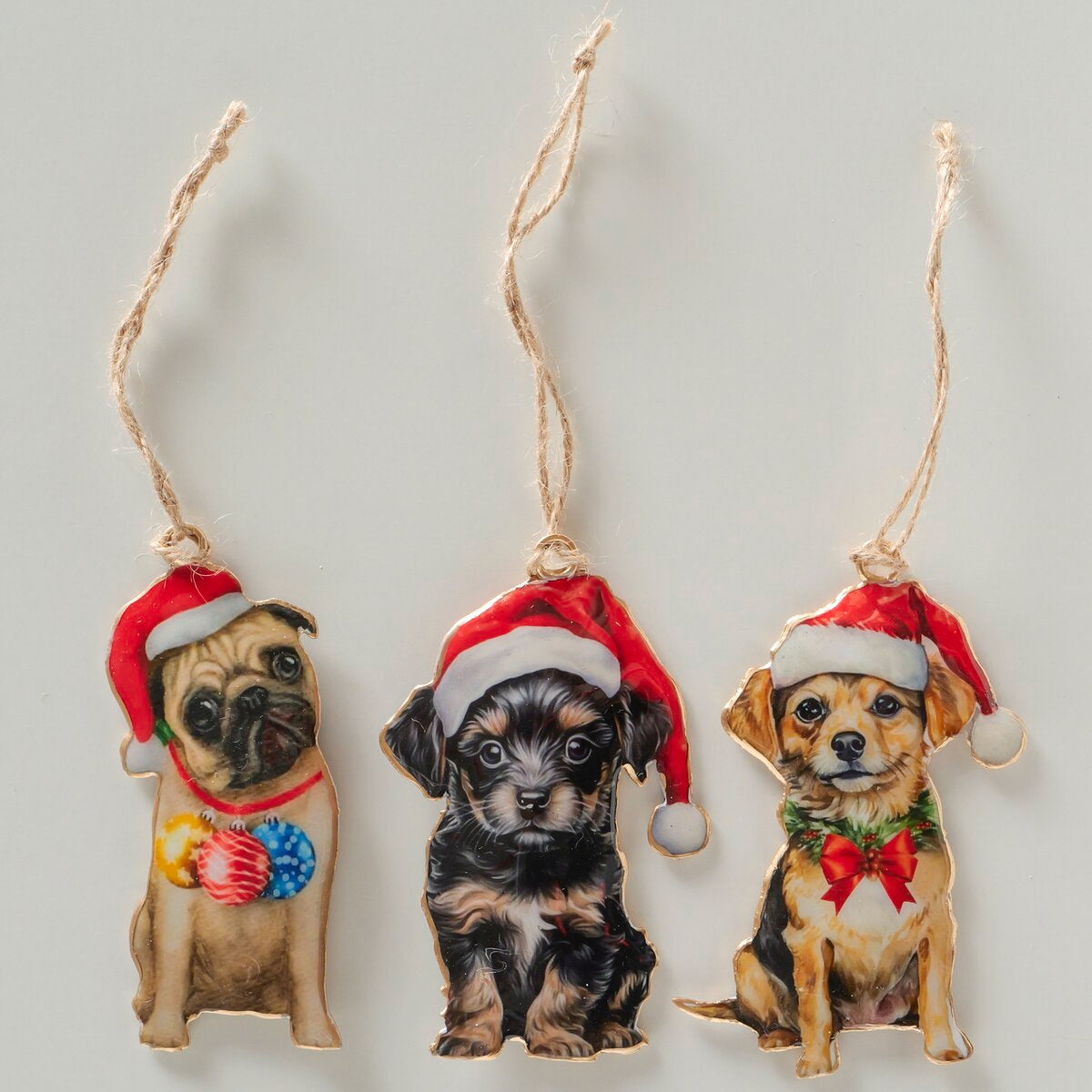 kersthanger santa-dog, 3 ass., hond, l 7,00 cm, h 11,00 cm, glans