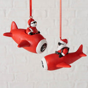 kersthanger harries, 2 ass., kerstman, vliegtuig, l 9,00 cm, h 7,00 cm, mat