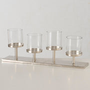 kandelaar clarot, rechthoek, h 19,00 cm, l 51,00 cm, ijzer, helder glas