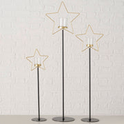 windlicht shiny, rond, ster, h 100,00 cm, ijzer, helder glas, effen