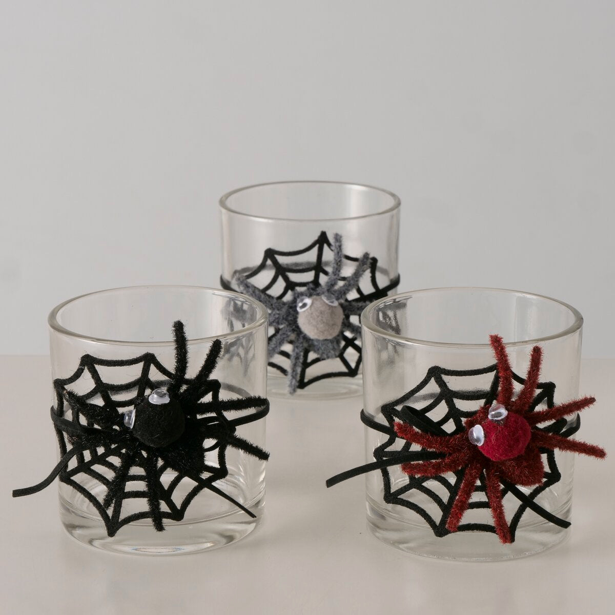 windlicht spidos, 3 ass., tray (srp), rond, h 8,00 cm, helder glas, polyester