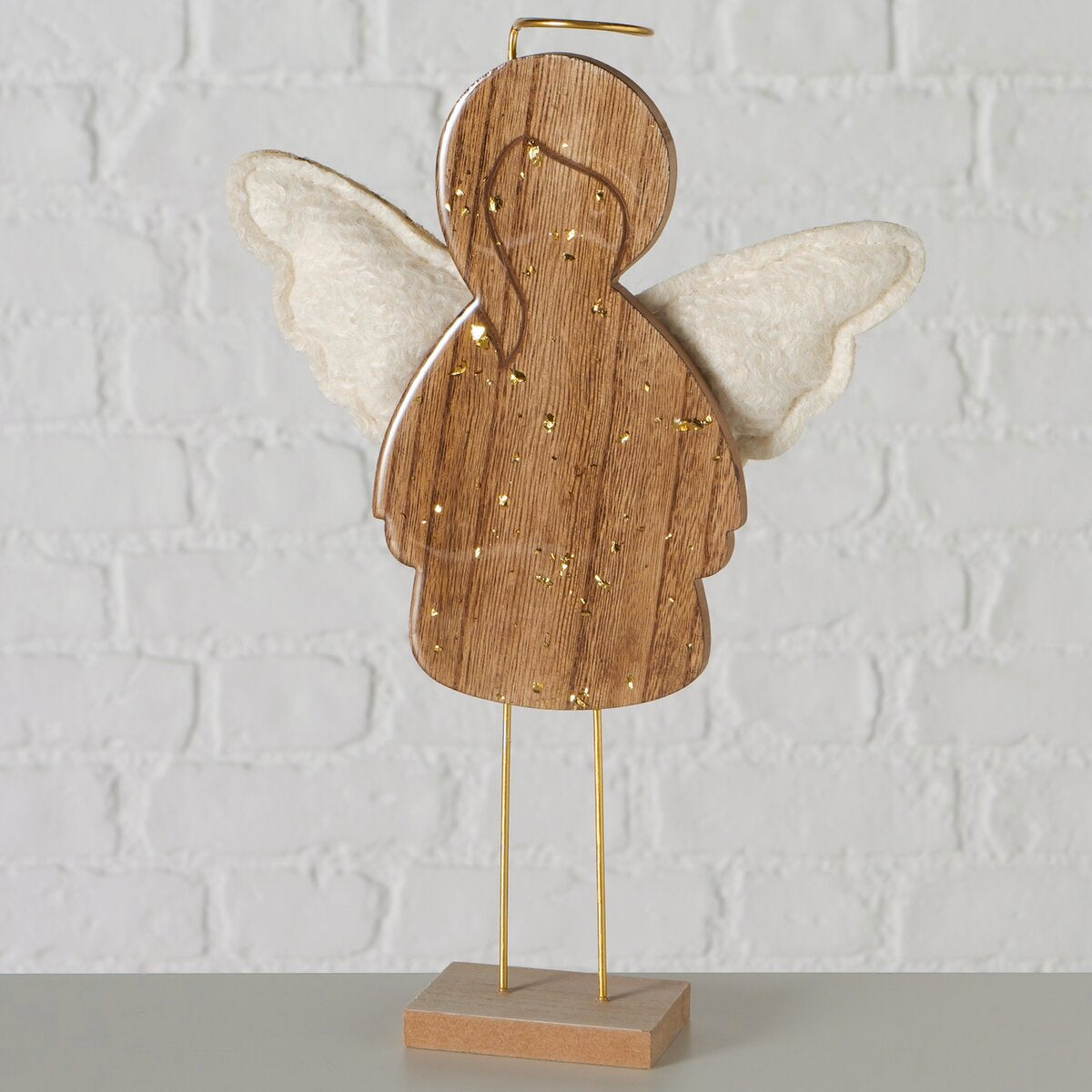 figuur christkind, engel, h 31,00 cm, moeraspijnboom (pinus elliottii), ijzer, polyester, gd, ntrl, wt