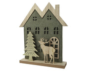 huis vilt 2pc w plywood reindeer groen/kleur(en) l.29cm x w.6cm x h.34.5cm