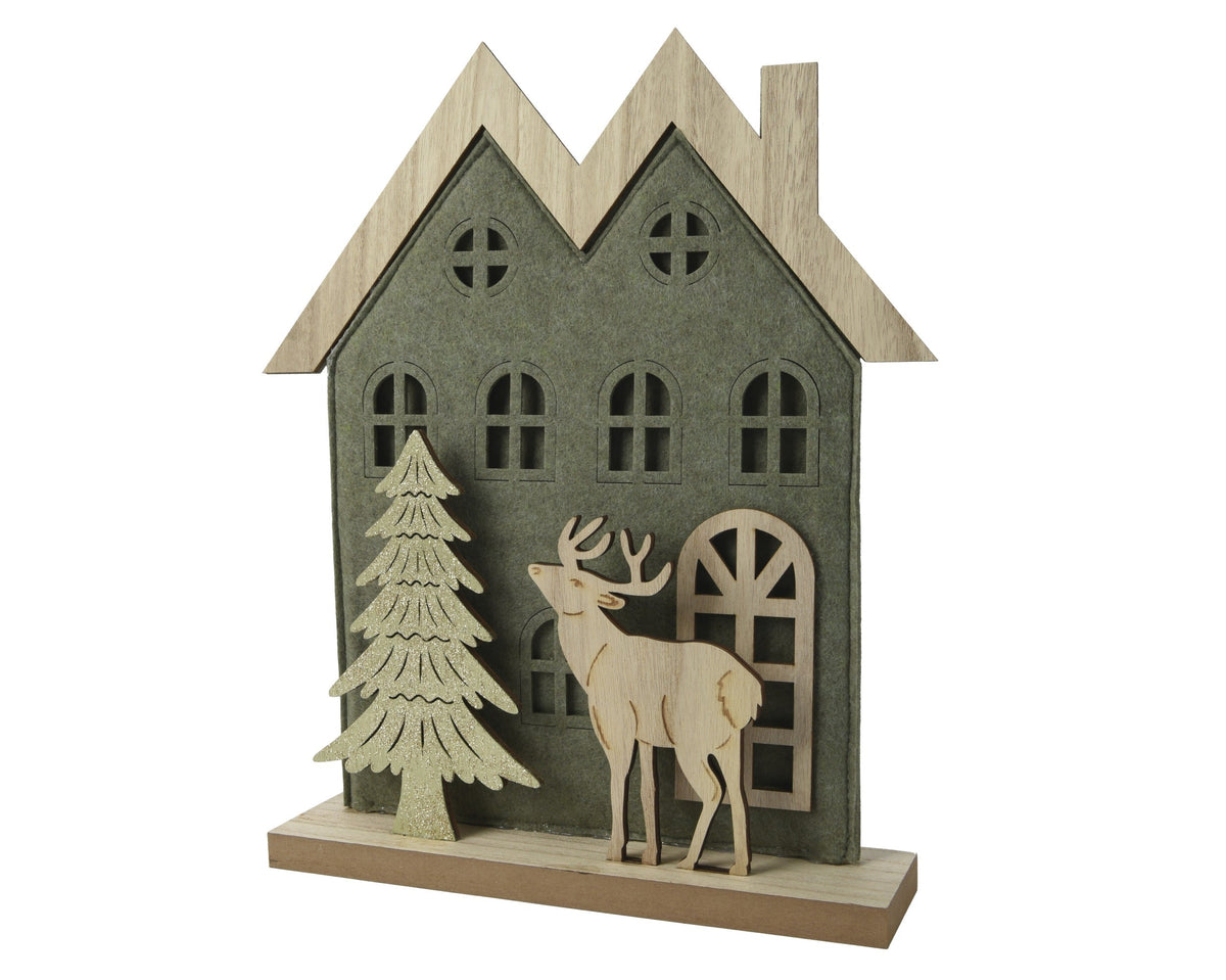 huis vilt 2pc w plywood reindeer groen/kleur(en) l.29cm x w.6cm x h.34.5cm
