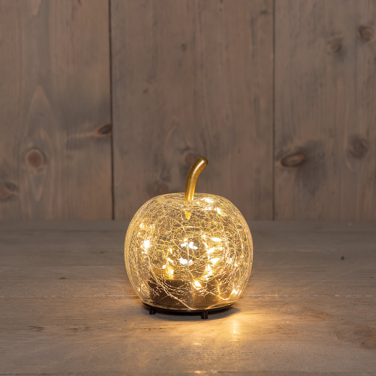 appel  crackle glas oplaadbaar 15led classic 11x12cm inclusief usb kabel