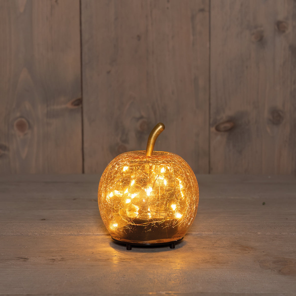 appel  crackle amber glas oplaadbaar 15led classic 11x12cm inclusief usb kabel