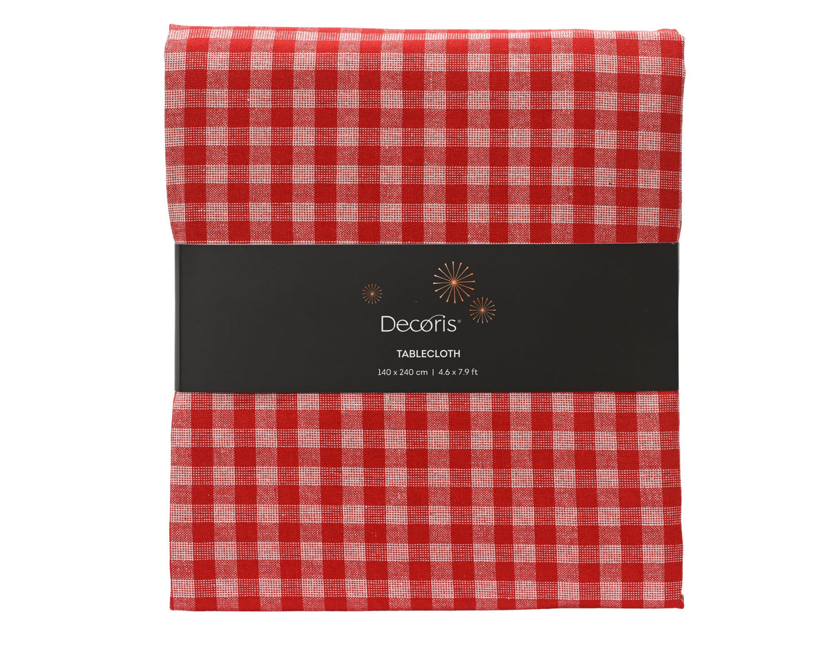 tafelkleed katoen rectangular n/a with check with lurex yarn rood/wit l.240cm x w.140cm x h.0.1cm