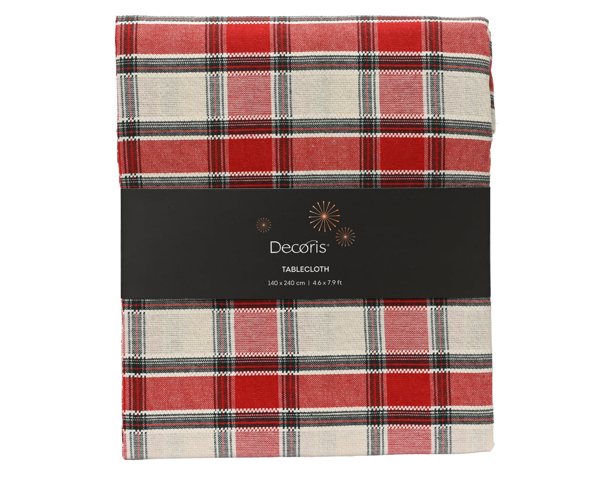tafelkleed katoen rectangular n/a tartan check groen/rood l.240cm x w.140cm x h.0.1cm