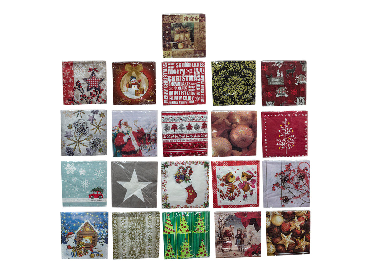 servetten kerst s/20 assorti