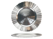 onderbord streep rand metallic zilver ø33cm