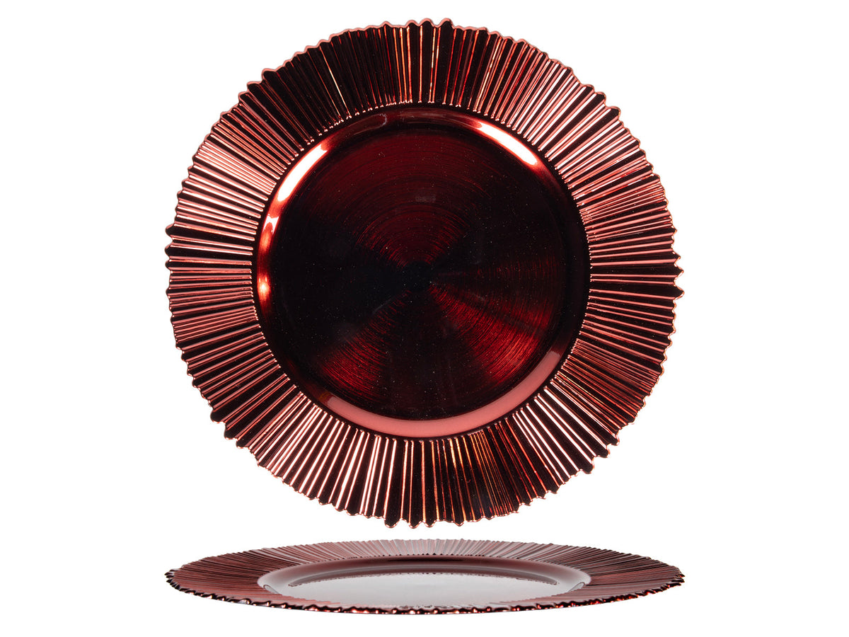 onderbord streep rand metallic rood ø33cm