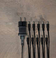 adapter met 10 dc stekkers voor waterlantaarn / b.o. projector 4,5v / 4 meter aansluitsnoer