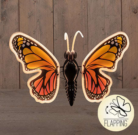 vlinder oranje led classic warm 40cm bewegende vleugels - 5mtr aanloopsnoer - ip44 transformer - colourbox