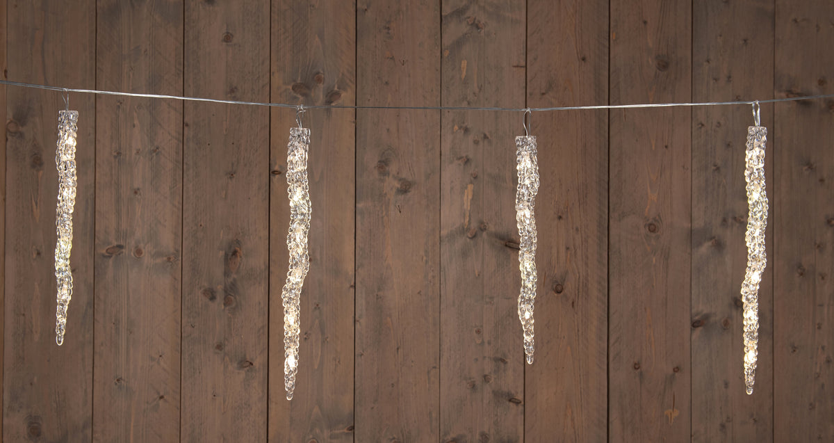 ijspegelverlichting koppelbaar 10 pegels 30cm 50led flash 3m warm wit